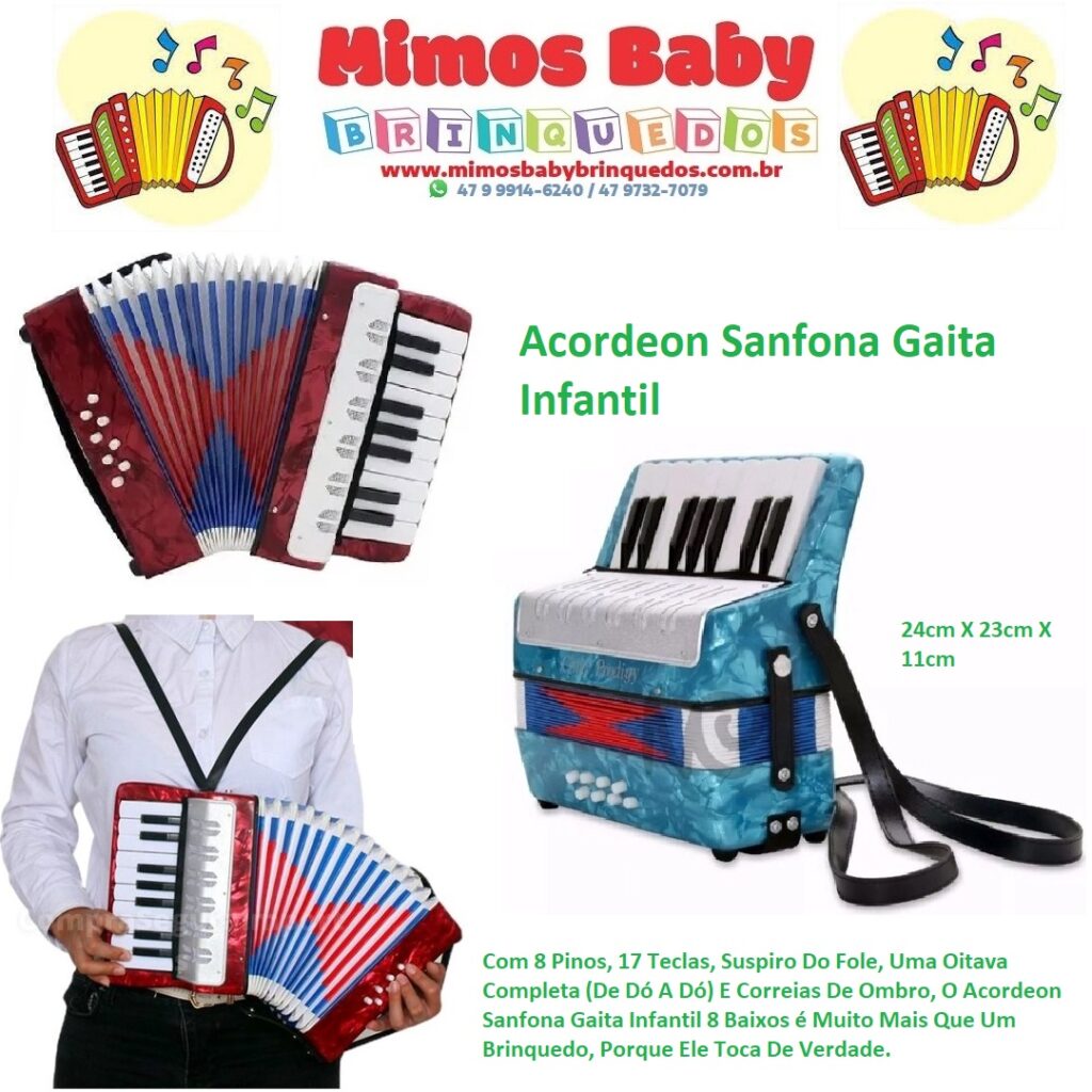 Acordeon Sanfona Gaita Infantil Cm X Cm X Cm Maior Loja De