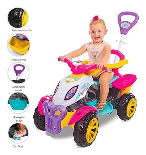 Quadriciclo Infantil a Pedal Spider - Maral com Empurrador, Shopping