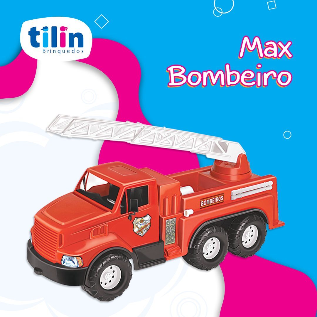 Caminhão Infantil Max Bombeiro Brinquedo Grande- Tilin no Shoptime