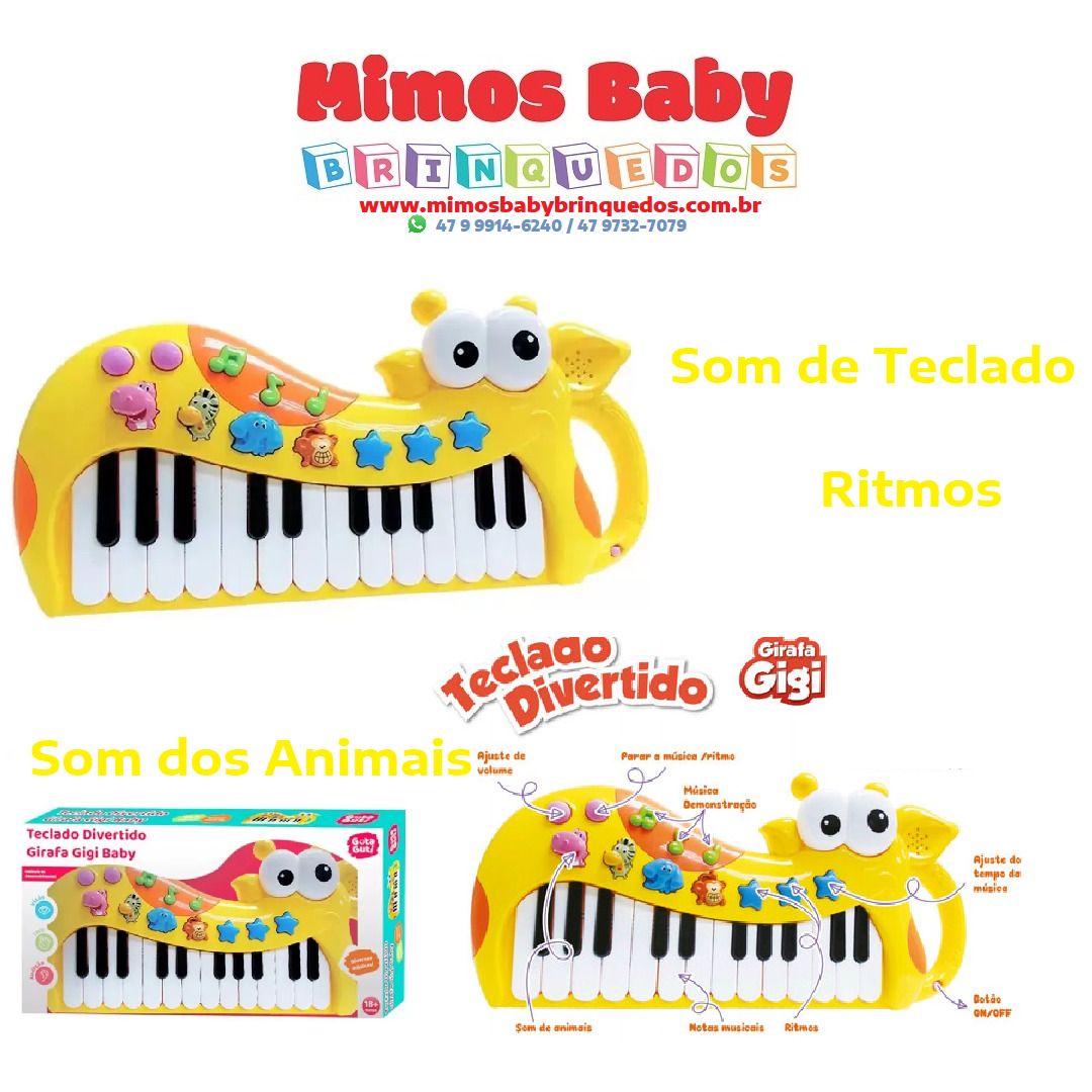 Brinquedo Guitarra Musical Girafa Teclado Infantil Som