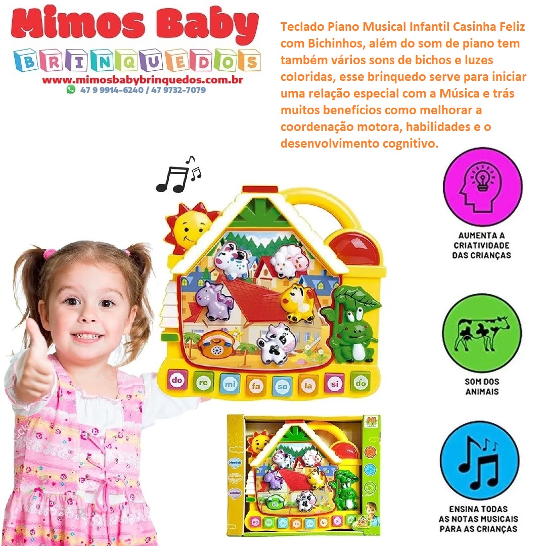 Piano teclado brinquedo infantil microfone musical educativo dm