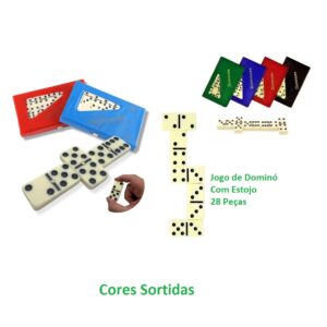 Kit Jogo De Dominó 28 Peças + Estojo Art Game - Cores Sortidas