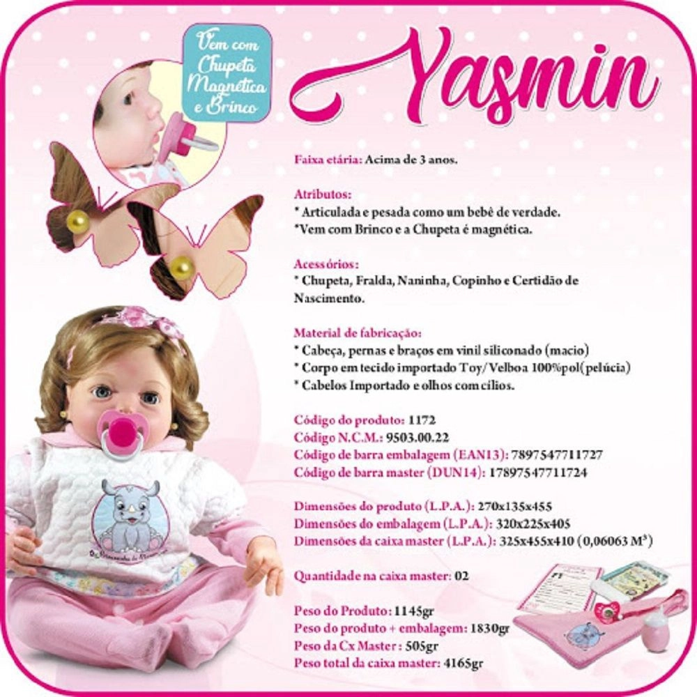 Boneca Bebe Reborn Yasmim 45 Centímetros