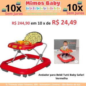 Andador para Bebê Tutti Baby Safari – Vermelha