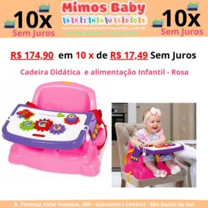 Cadeira Didática  e alimentação Infantil Poliplac - Rosa