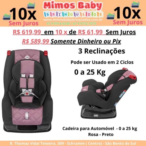 Cadeira para Automóvel Tutti Baby Atlantis – 0 a 25 kg – Rosa/Preto
