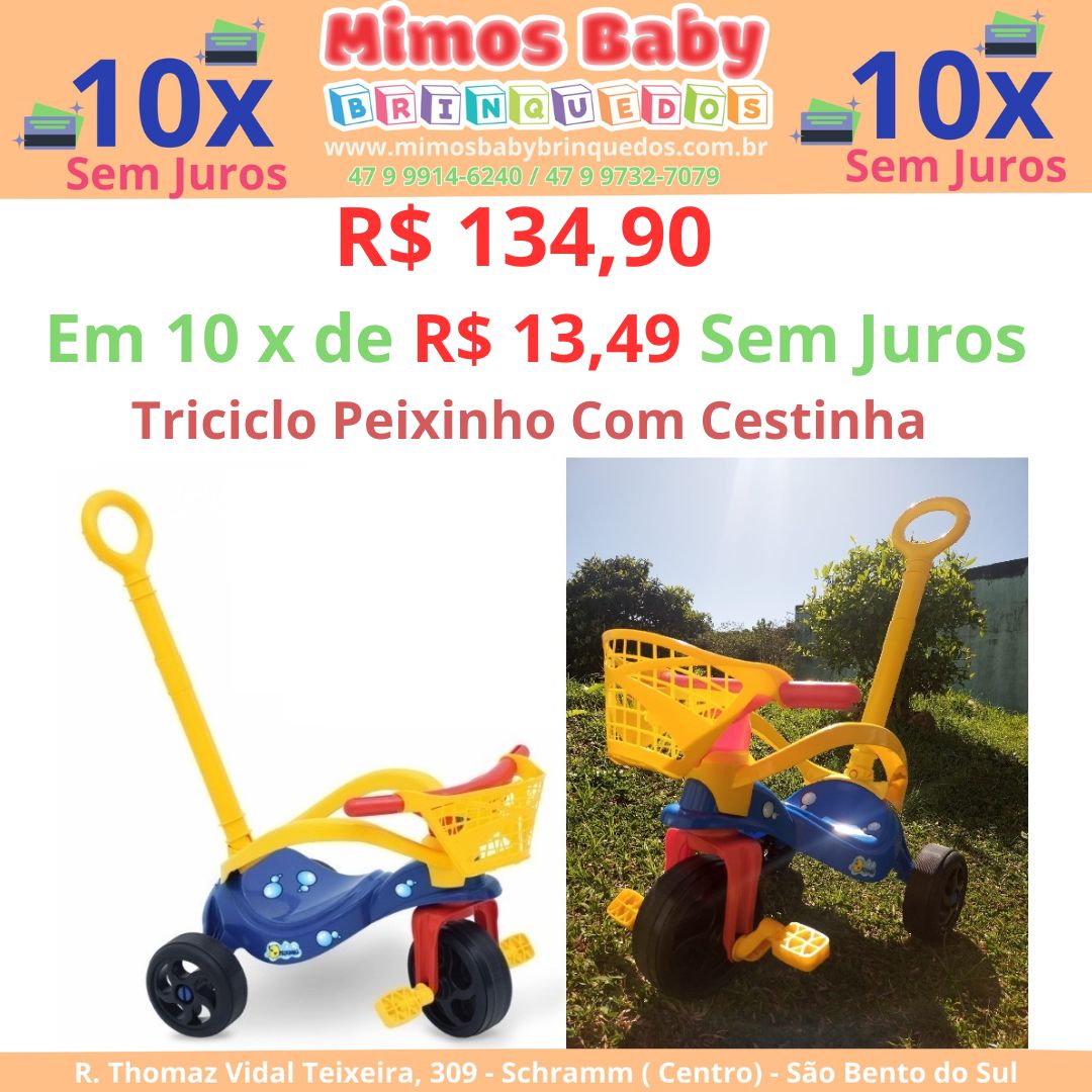 Motoca infantil Xalingo Peixinho com empurrador proteção e