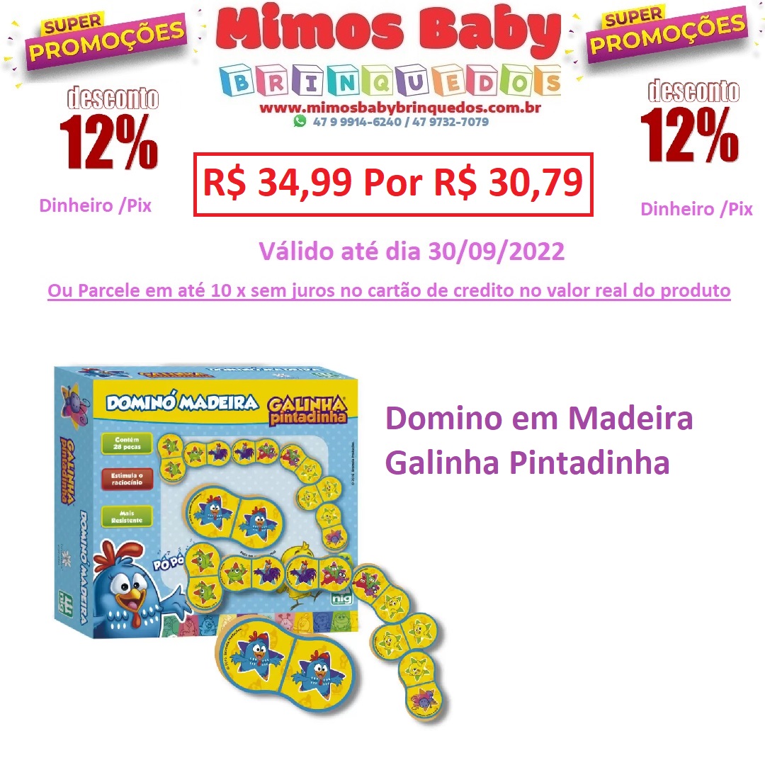 Jogo Domino Madeira Galinha Pintadinha 28 Peças Nig