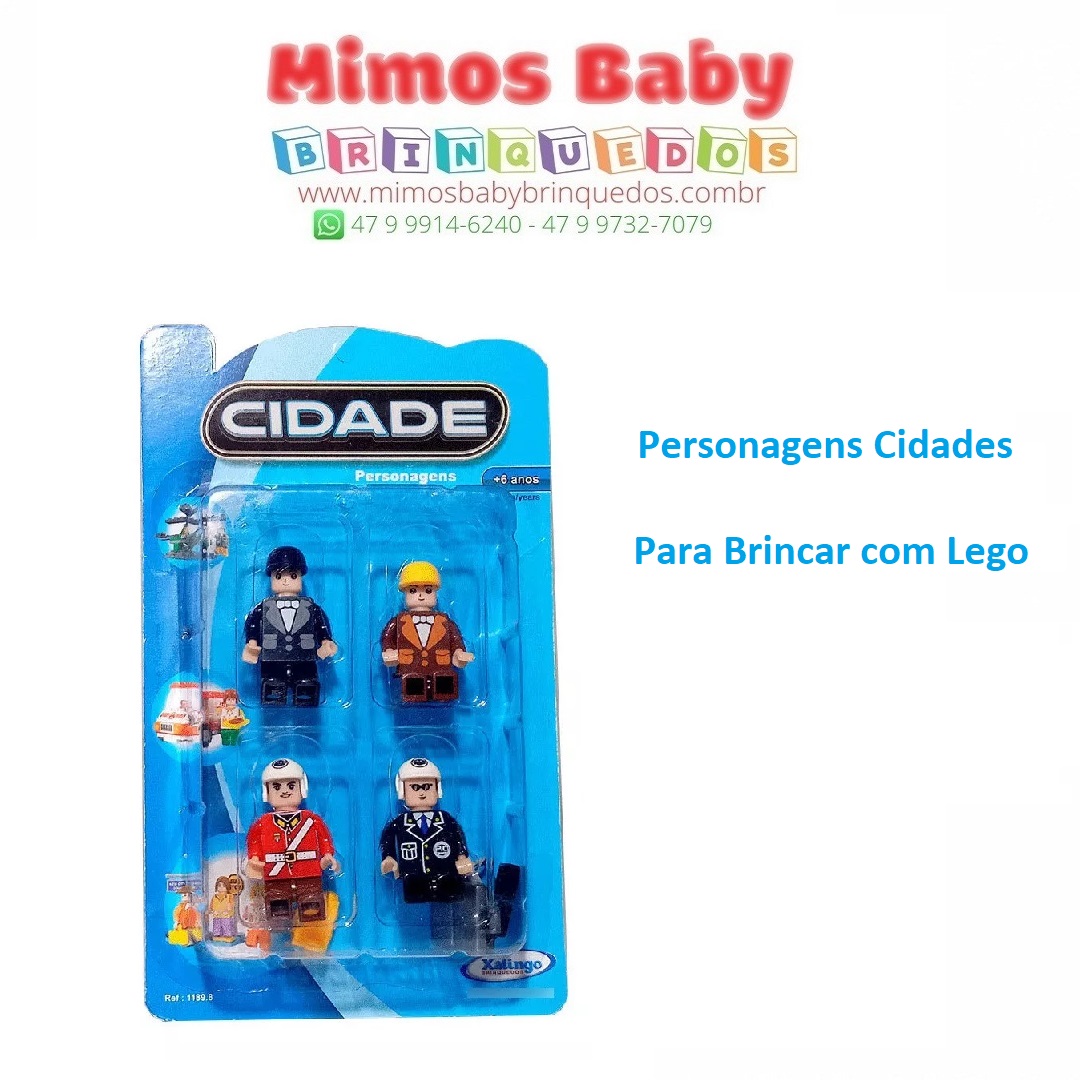 BRINQUEDO BLOCOS DE MONTAR CIDADE COM 4 PERSONAGENS XALINGO