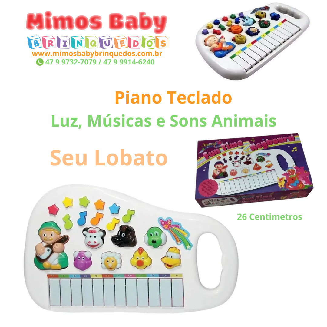 Piano Teclado Baby Fazendinha com Luz Músicas e Sons Animais – Seu