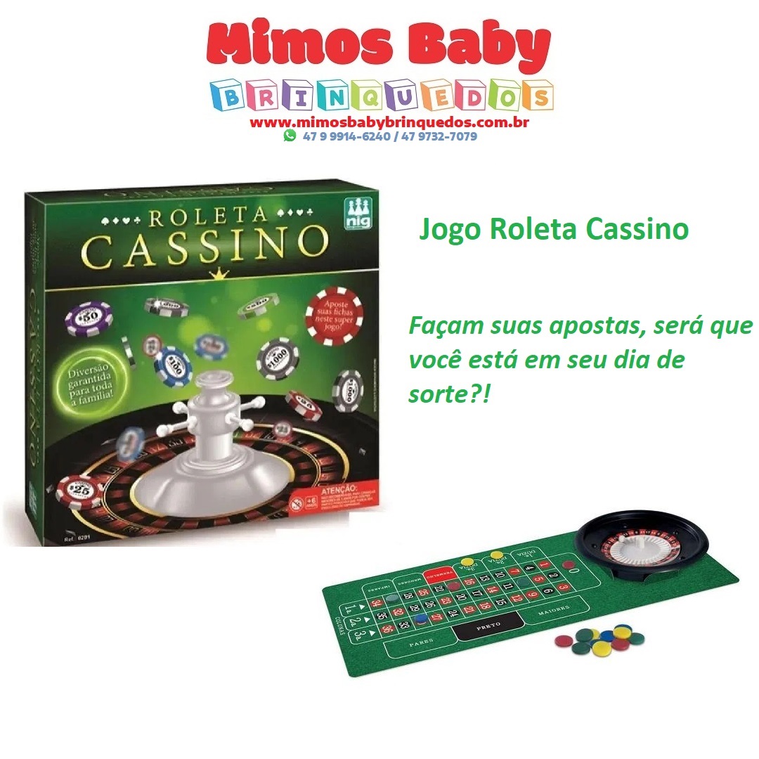 Jogo Infantil de Tabuleiro e Roleta - Cassino - Nig Brinquedos