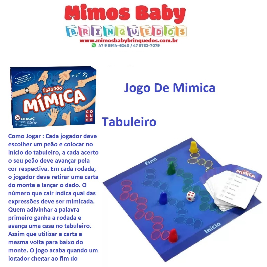 Jogo Fazendo Mimicas Educativo Brinquedo Infantil Divertido - Pais