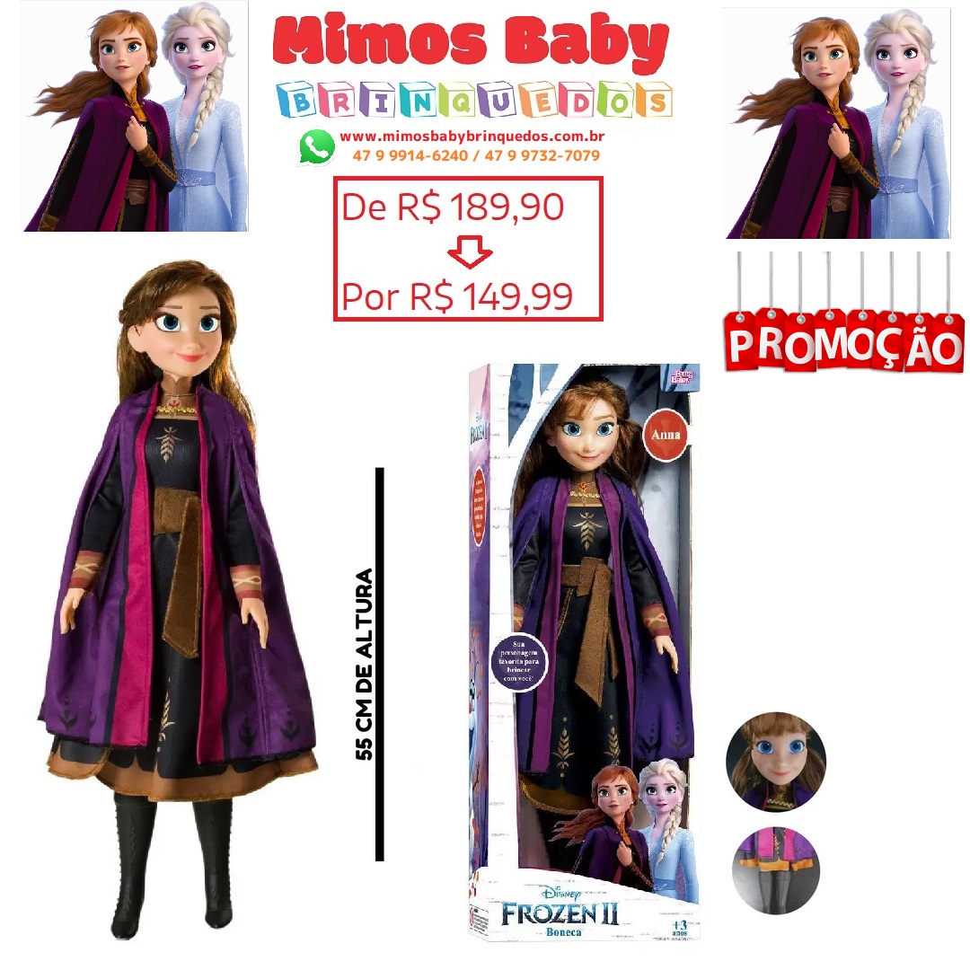 Boneca Elsa Articulada Grande 60 Cms Frozen 2 Baby Brink – Maior Loja de  Brinquedos da Região