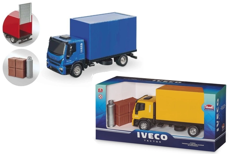 Caminhão Iveco Tector Baú com acessórios - Usual Brinquedos - Azul