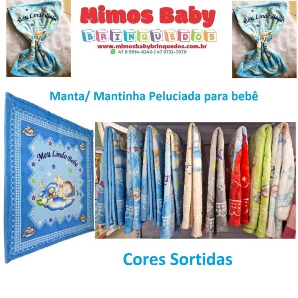 Cobertor / Manta Peluciada para bebê Cores Sortidas 1,00 m x 90cm