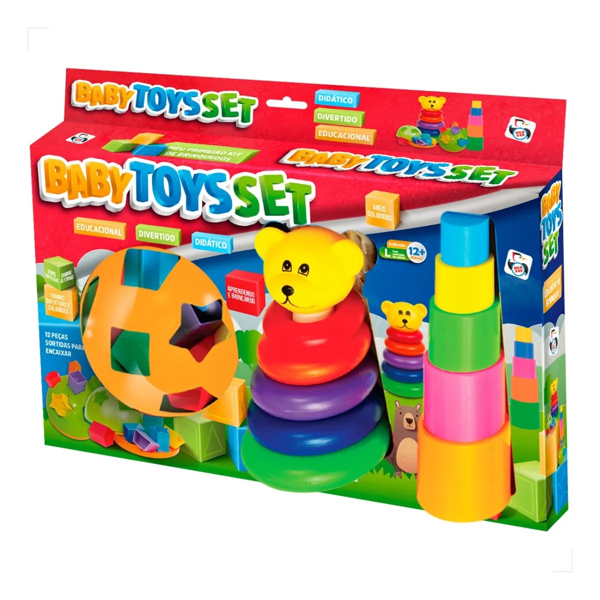 Jogo Educativo Baby Toys Set Encaixe 24 Peças Pica Pau 580