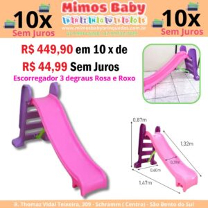 Escorregador 3 degraus Rosa e Roxo