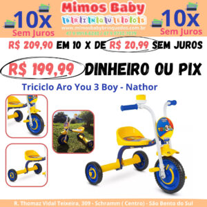 Triciclo Aro 5 You 3 Rodas Boy Nathor - Amarelo