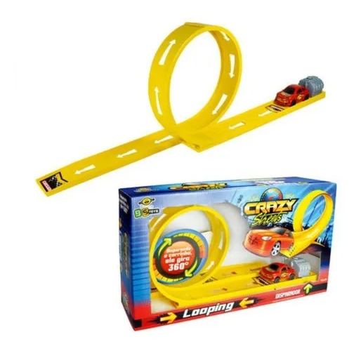 Pista de Carrinhos Super Duplo Looping 360 com Luz e 2 Carrinhos e