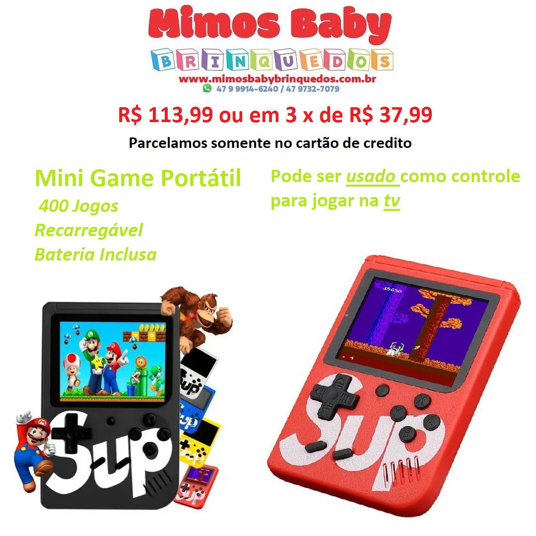 Mini Vídeo Game Portátil Retrô Sup C/ 400 jogos + 1 Controle para