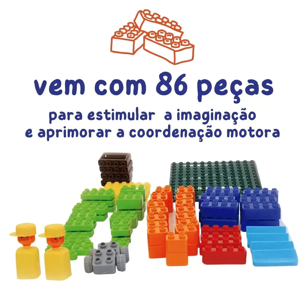 Jogo Bloco De Montar Com 52 Peças Monta Monta Super Fácil