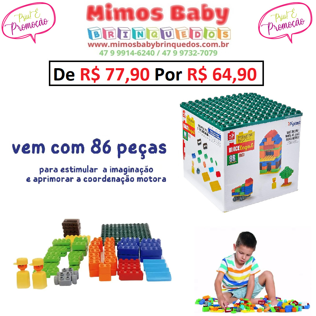 Brinquedo Blocos De Montar Grandes 77 Peças Infantil Criança