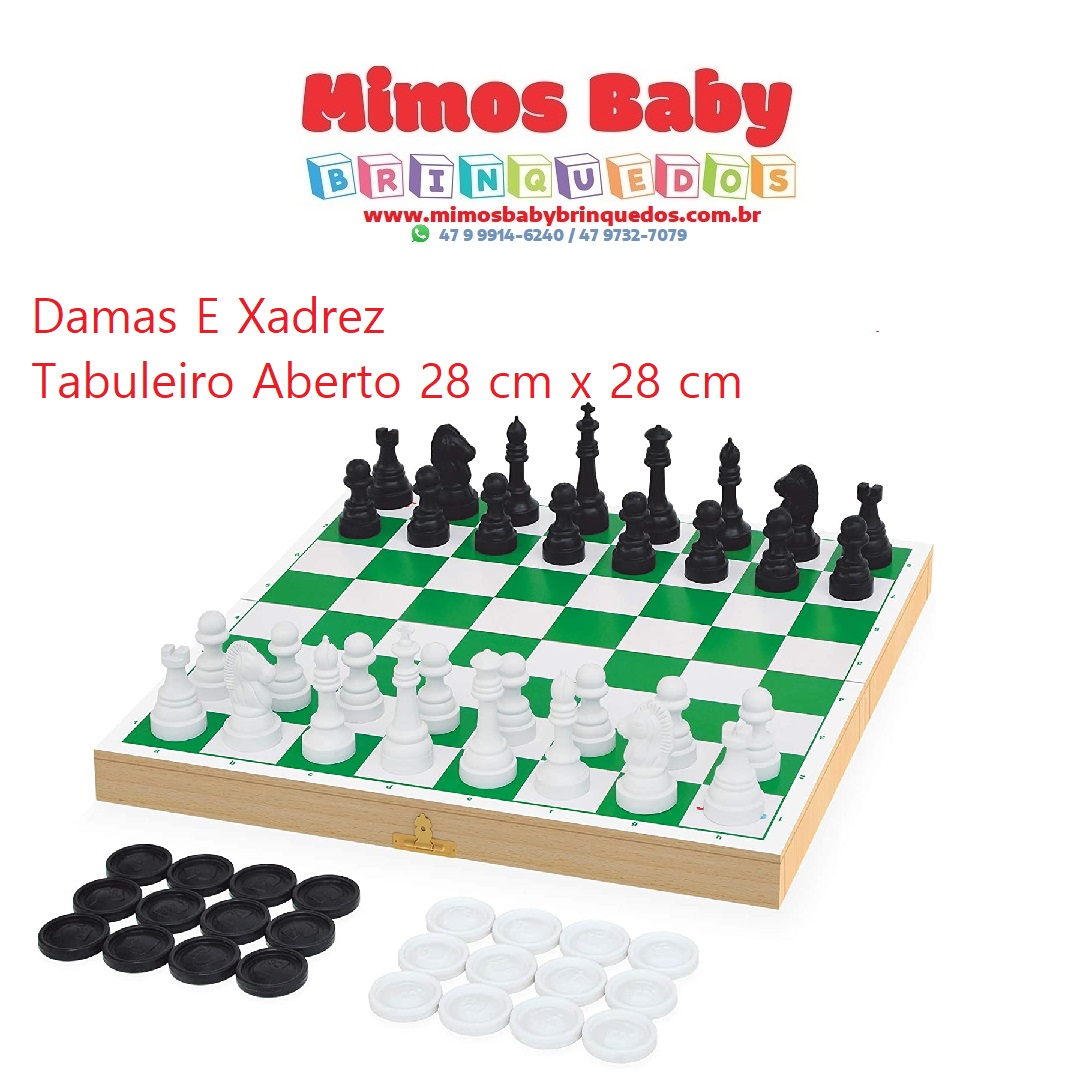 Jogo de Tabuleiro Xadrez Escolar Madeira Brinquedo Educativo - Xalingo