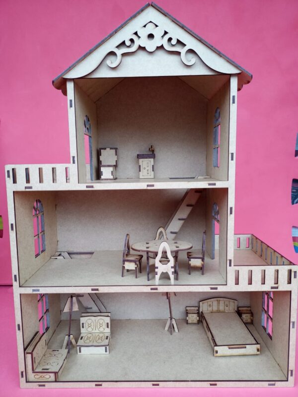 Casinha para  bonecas de madeira com moveis - Image 4