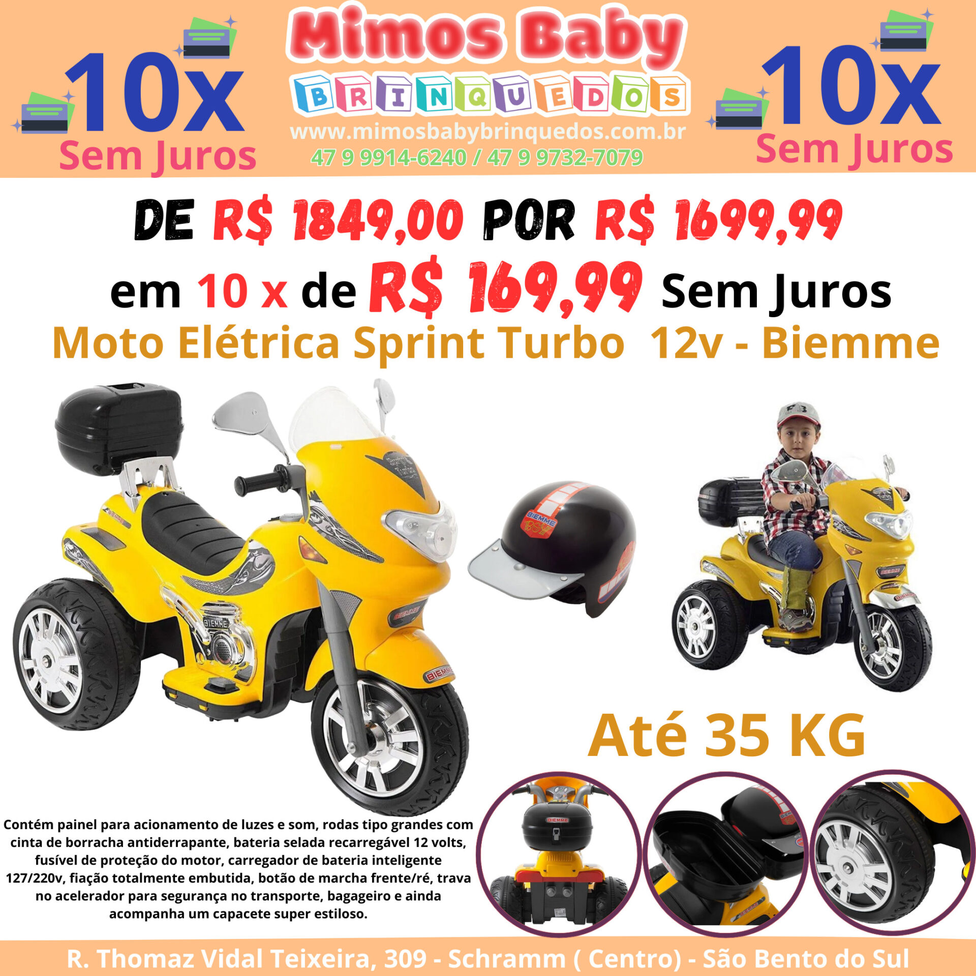 Moto motorizada infantil