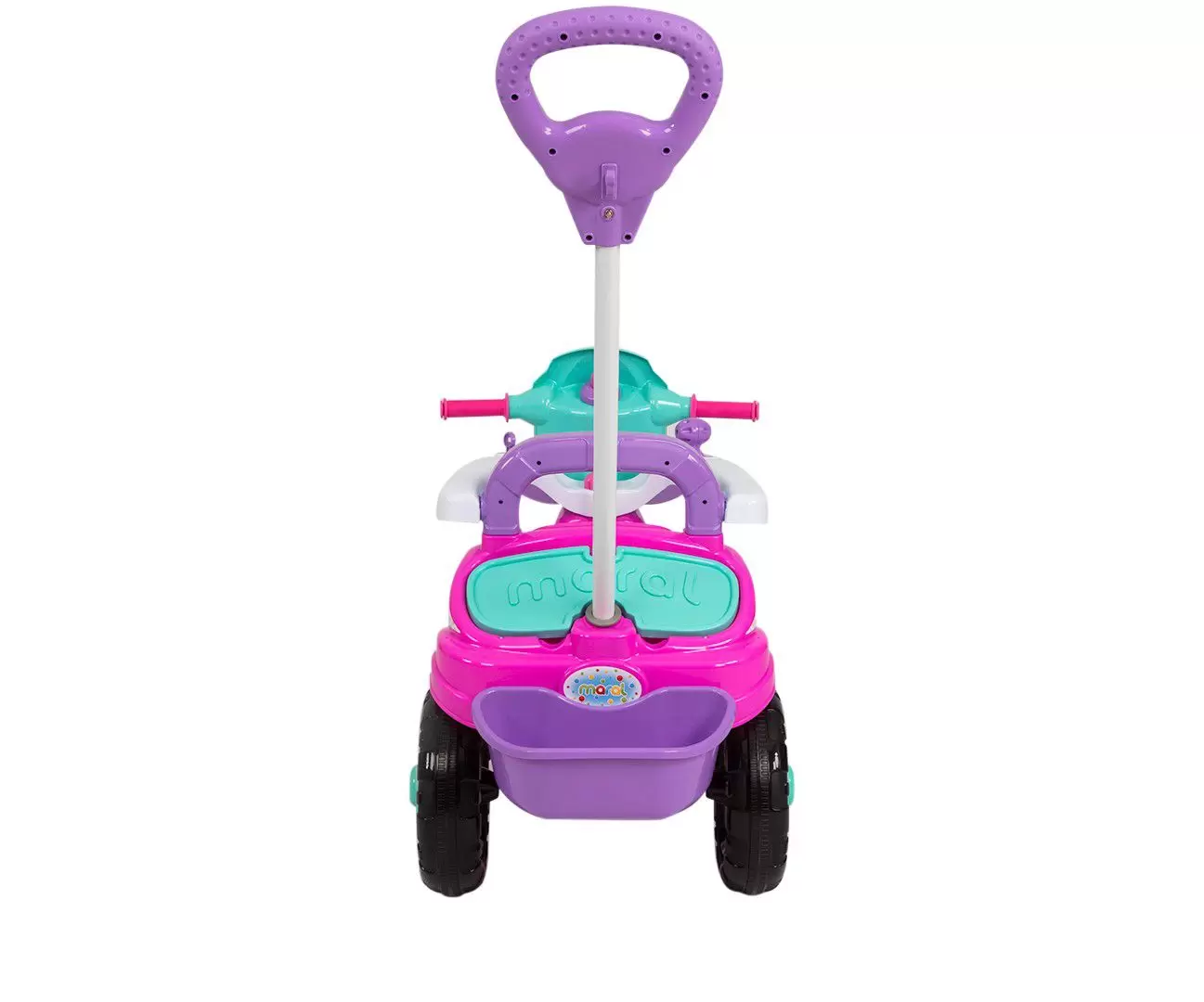 Triciclo infantil menina com empurrado