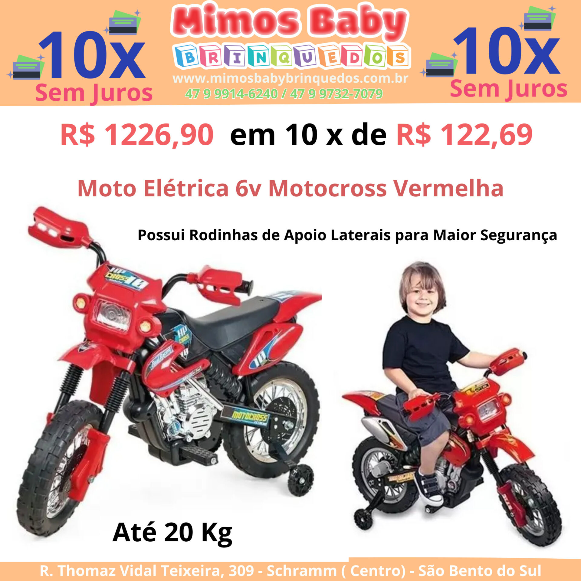 Moto Elétrica Infantil Criança Menino Motocross Homeplay Ver