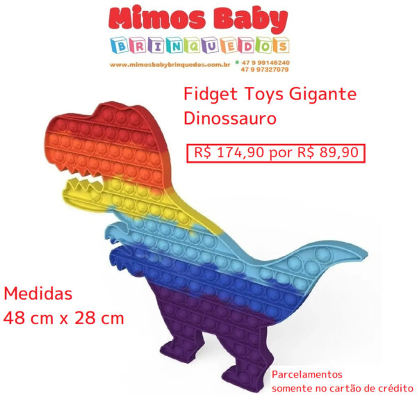 Pop It Gigante Big 48cm Dinossauro Fidget Toy Sensorial
