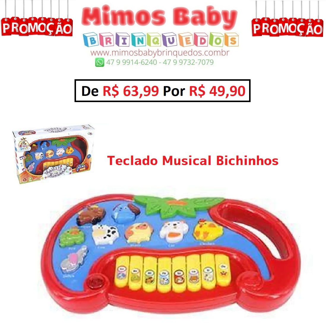 Teclado Infantil Musical De Brinquedo Golfinho Azul - DmToys