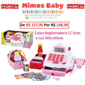 Caixa Registradora Brinquedo Infantil C/ Som E Luz Microfone