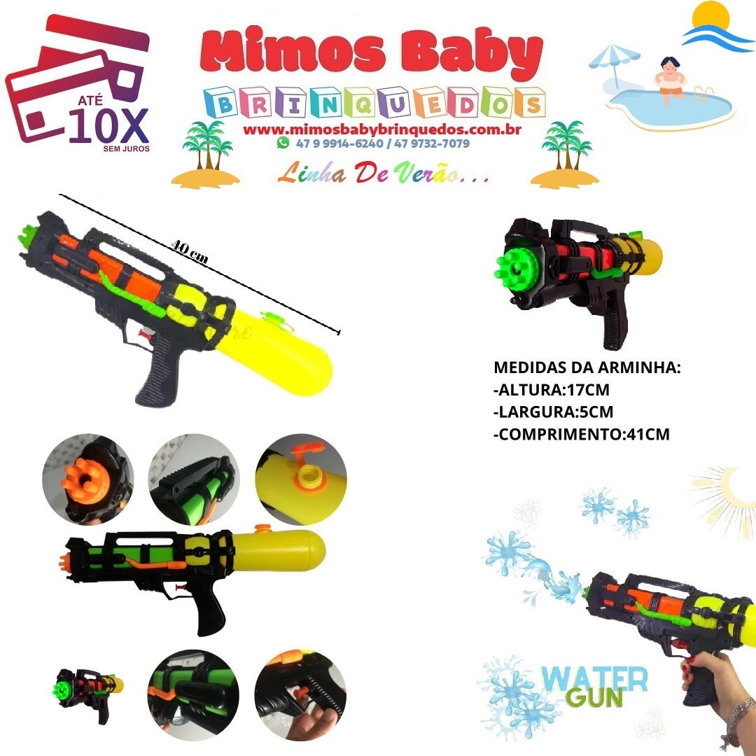 Pistola De Água Brinquedo Infantil Arminha Metralhadora 41Cm