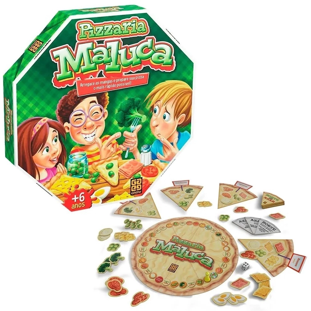 JOGO DE MESA TABULEIRO INFANTIL PIZZARIA MALUCA GROW CLASSICO MESA - Ri  Happy