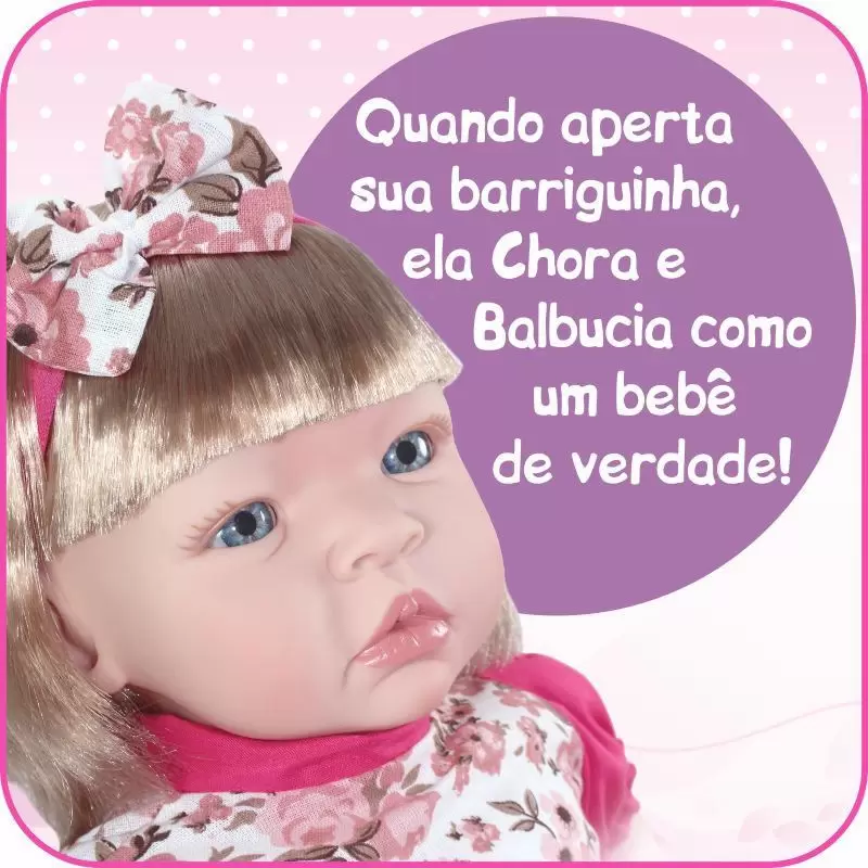 Bebe Reborn Boneca Loira C/ Roupinha Infantil Baby Kiss 50cm
