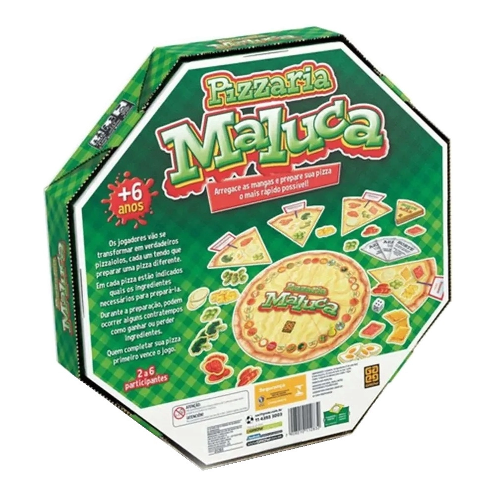 Jogo Pizzaria Maluca de Mesa Tabuleiro Infantil 01283 Interativo Didático  Monte Sua Pizza Família Criança GROW 