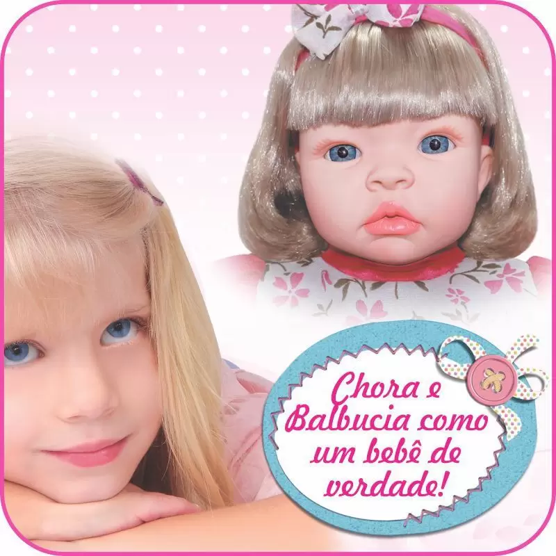 Boneca Tipo Bebe Reborn Menina Loira Baby Kiss