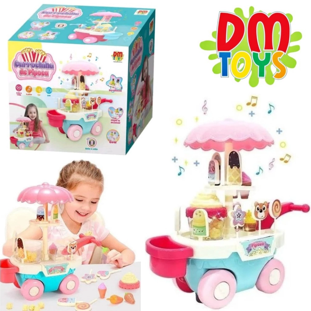 Carrocinha de Sorvete Picolé Carrinho Bate e Volta com Som e Luz Brinquedo  Infantil Meninas da dm toys em Promoção na Americanas