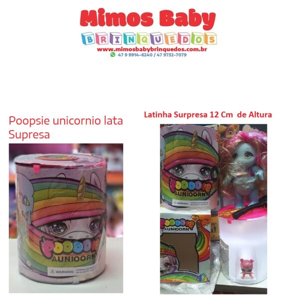 Poopsie unicórnio lata - surpresa - Latinha 12 cm de Altura