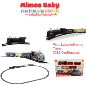 Pista Trem Locomotiva Infantil c/ 2 Vagoes Som e Luz dm Toys