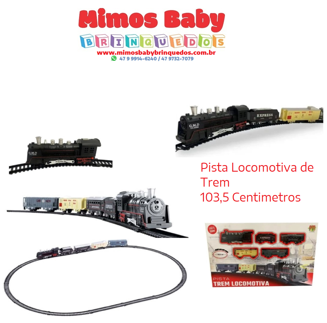 Trem Brinquedo Locomotiva Infantil 14 Peças Menino Inmetro Cor