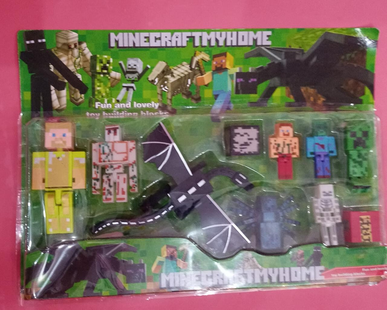 Kit Brinquedo Cartela Bonecos Minecraft E Itens 10 Peças em