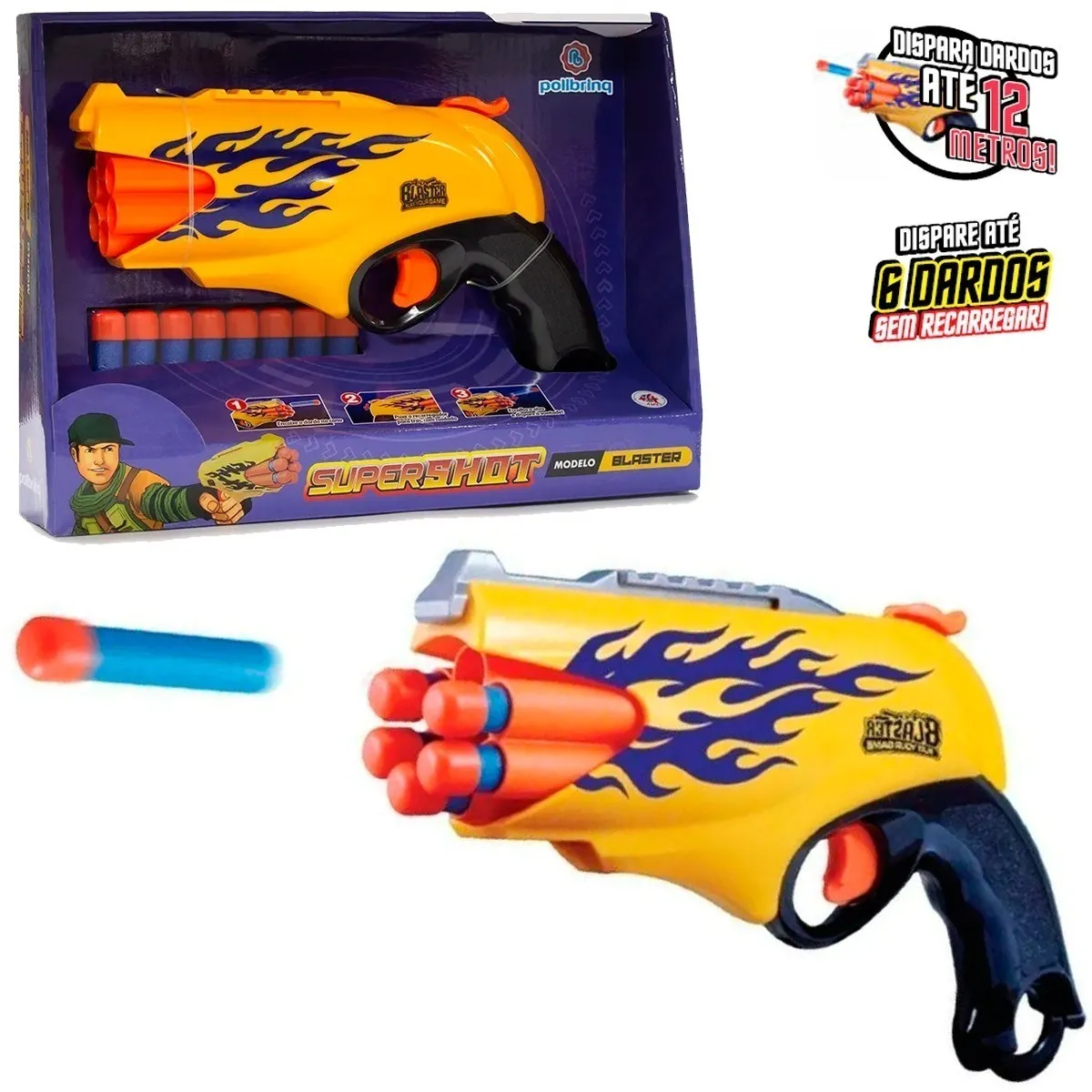 Arma Brinquedo Revolver Lança Dardos Nerf Grande Promoção