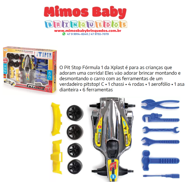 Pit Stop F1 Silver Com Ferramentas para Montar e Desmontar - Xplast