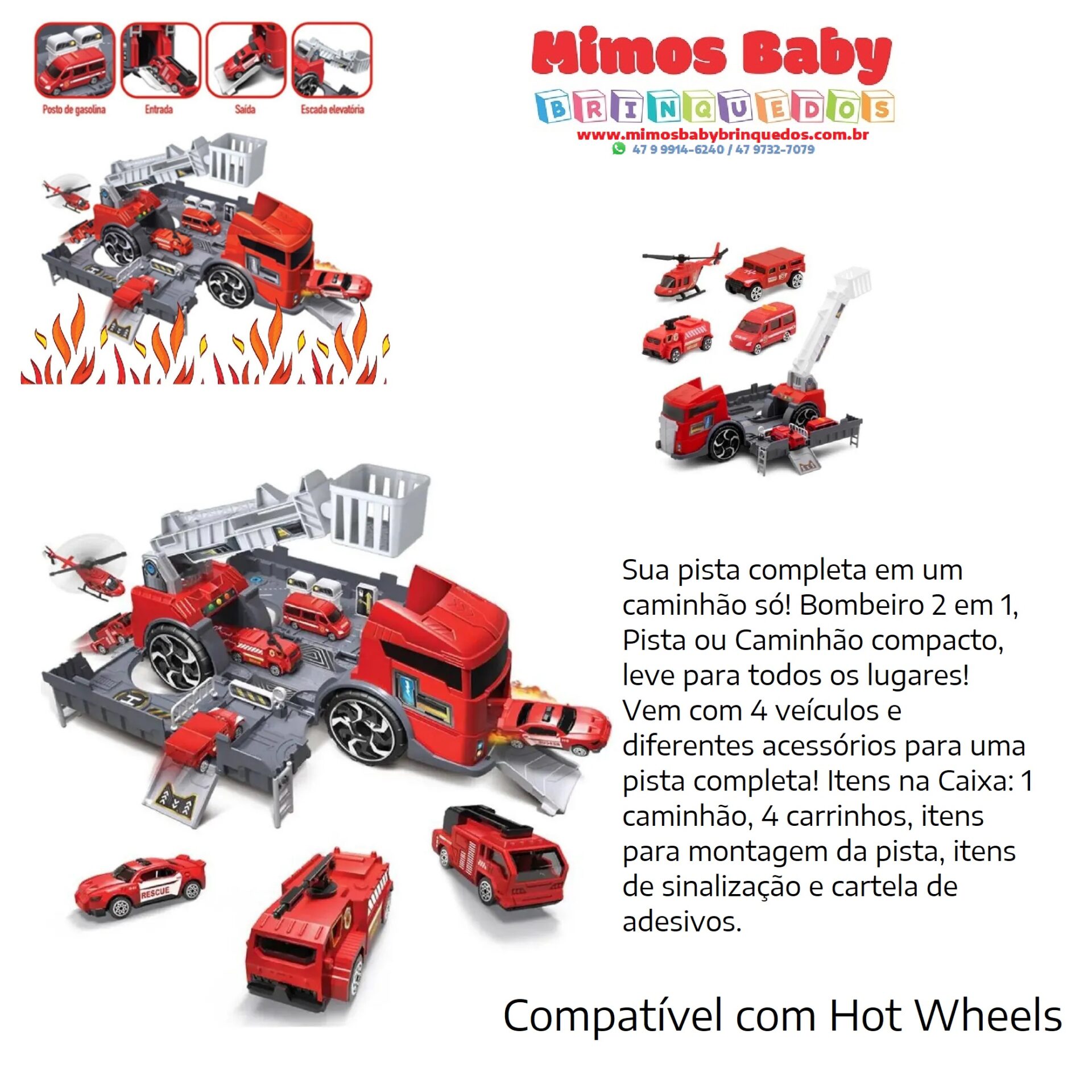 Pista De Carrinhos Infantil Pista Baby Animal + 6 Carrinhos