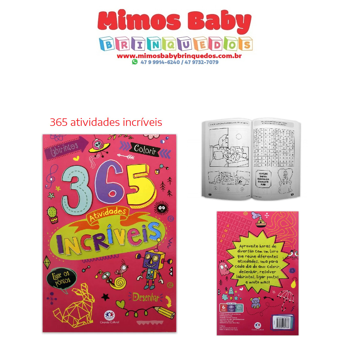 Livro Infantil 365 Atividades P/ Pintar, Desenhar, Resolver