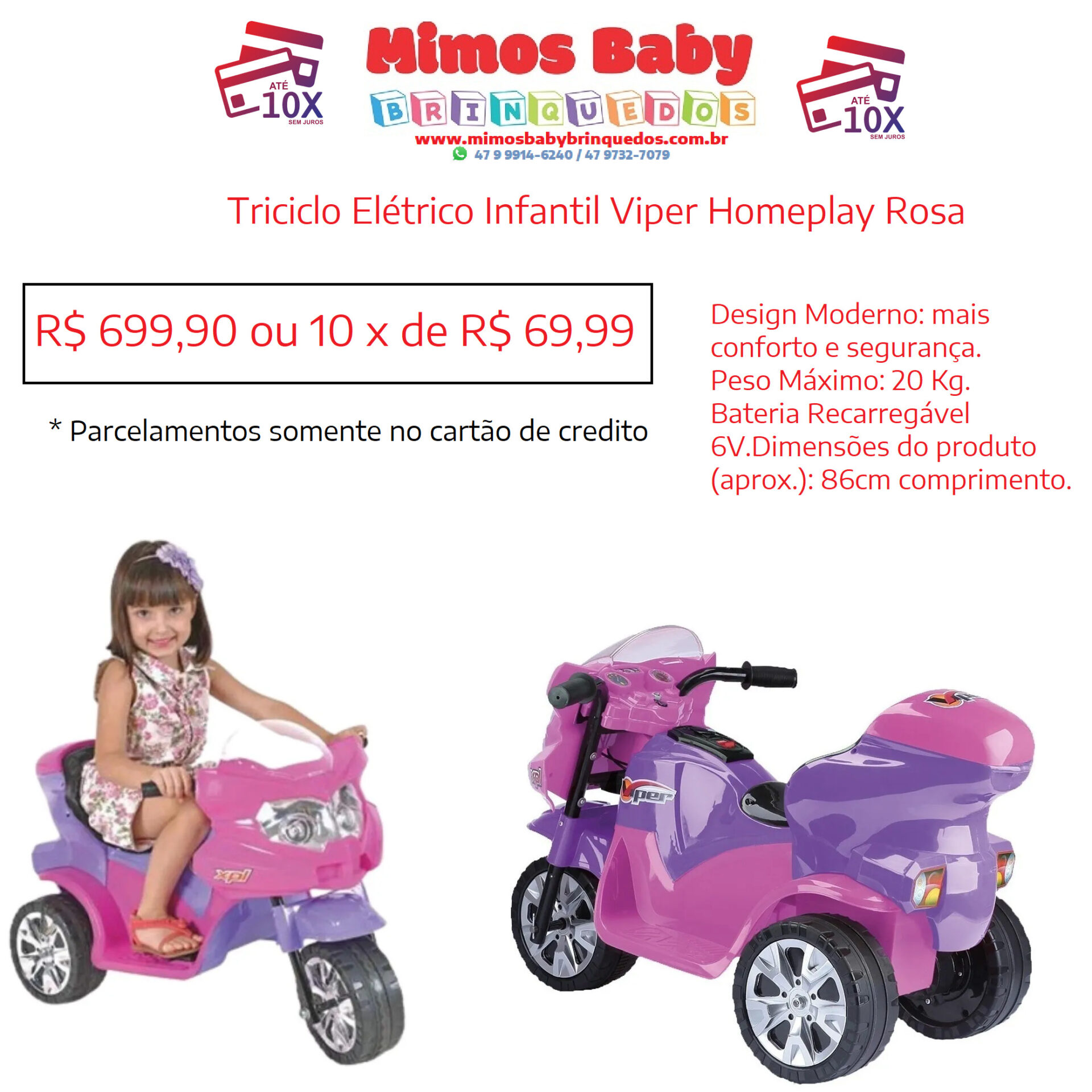 Triciclo Motoca Infantil Menina You Girl Rosa Aro 5 Nathor