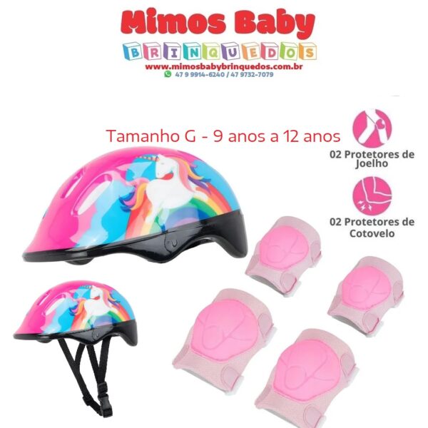Kit Proteção Infantil Capacete + Joelheira + Cotoveleiras - 9 a 12 anos